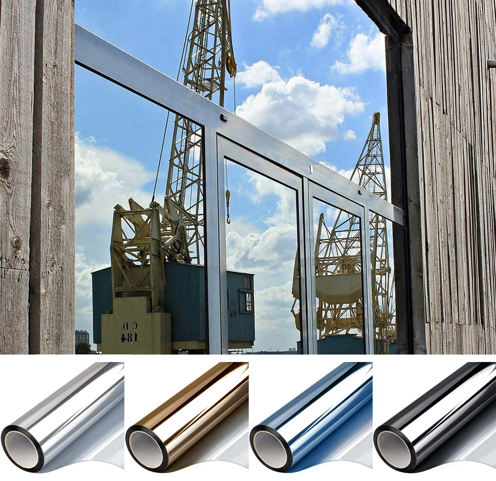 Window Privacy Film One Way Daytime Mirror Tint UV Heat Control Vinyl Stickers Sun Block Glass Paper Door Covering Reflective