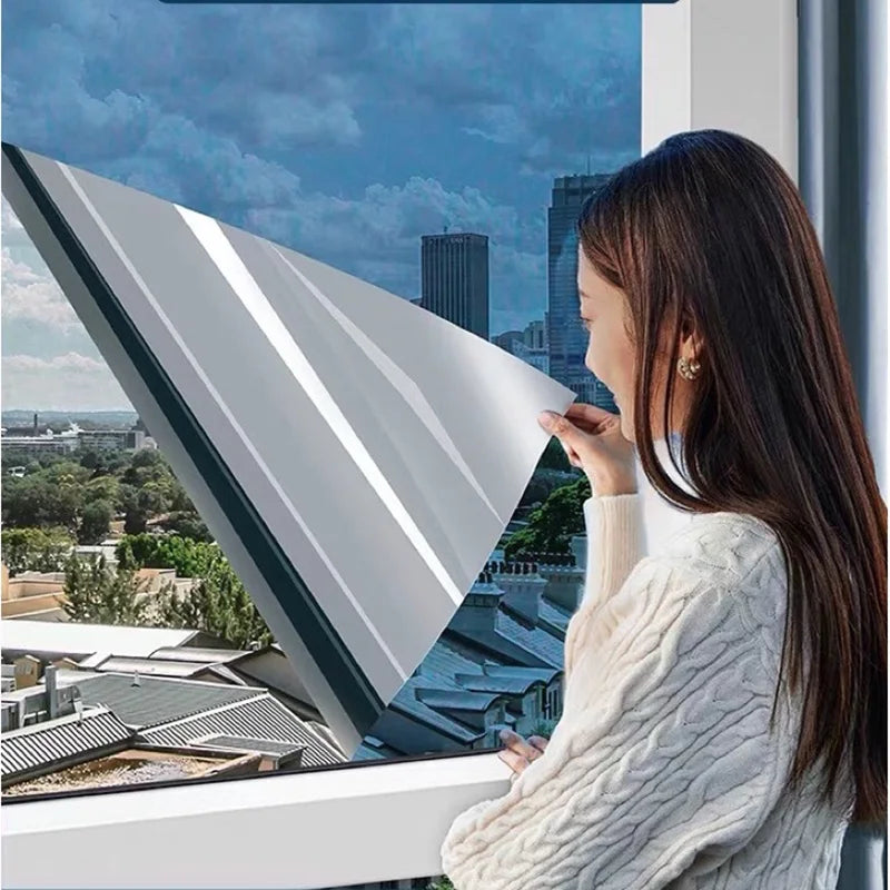 One Way Window Privacy Film for Home Mirror Vinyl Roll Heat Control Anti UV Static Cling Stained Glass Sliding Door Coverings
