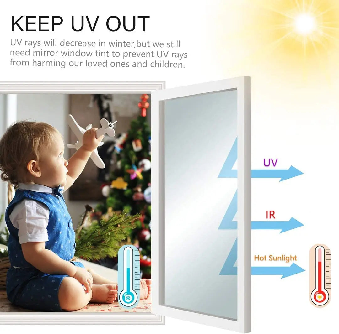 One Way Mirror Window Film Privacy Self-Adhesive Film Anti UV Heat Control Reflective Window Tint for Home Office Vinyl Silver