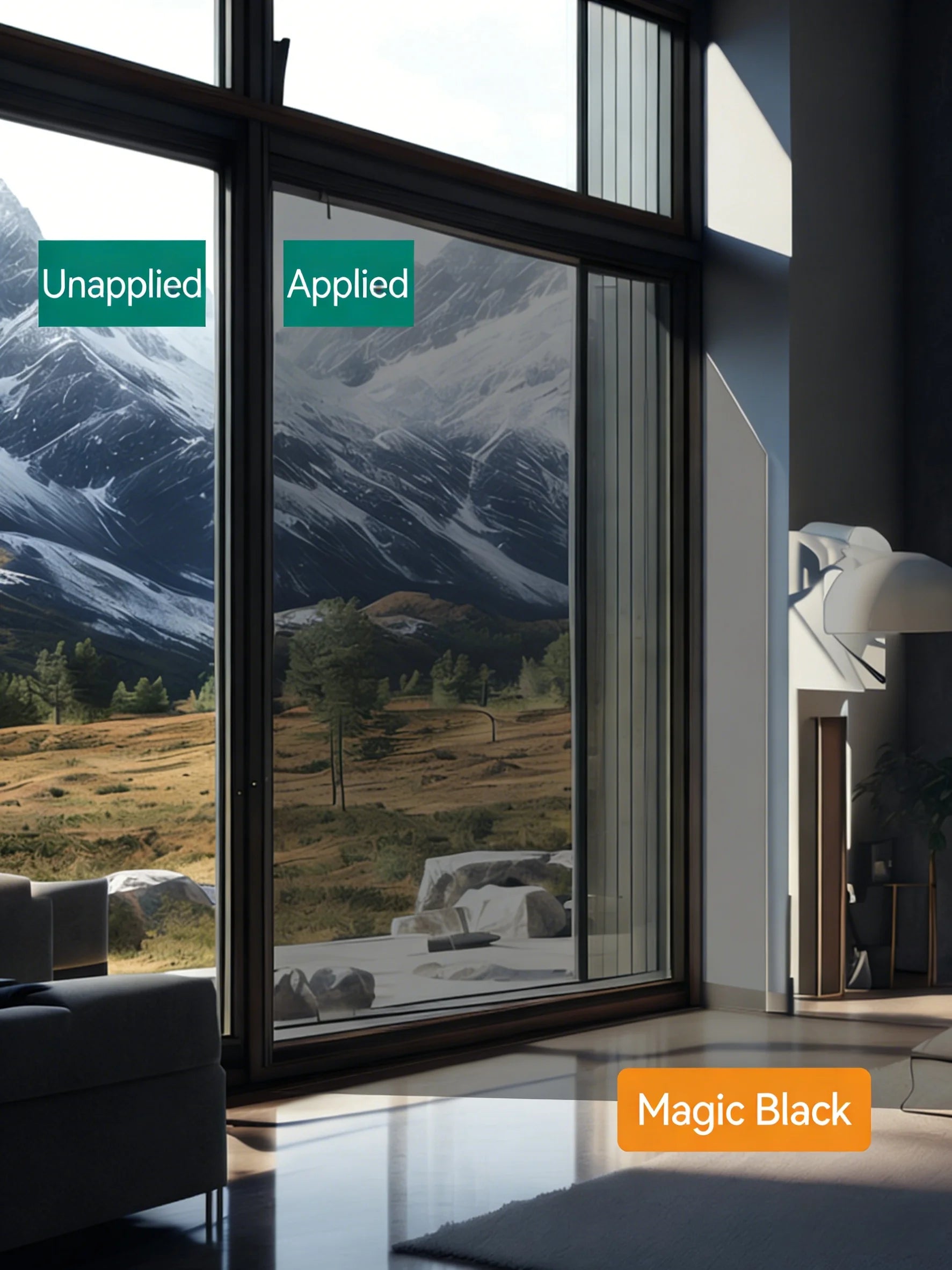 100% Blackout Window Film Total Darkness Privacy Black Window Tint Heat Insulation for Bedroom Nursery Home Theater