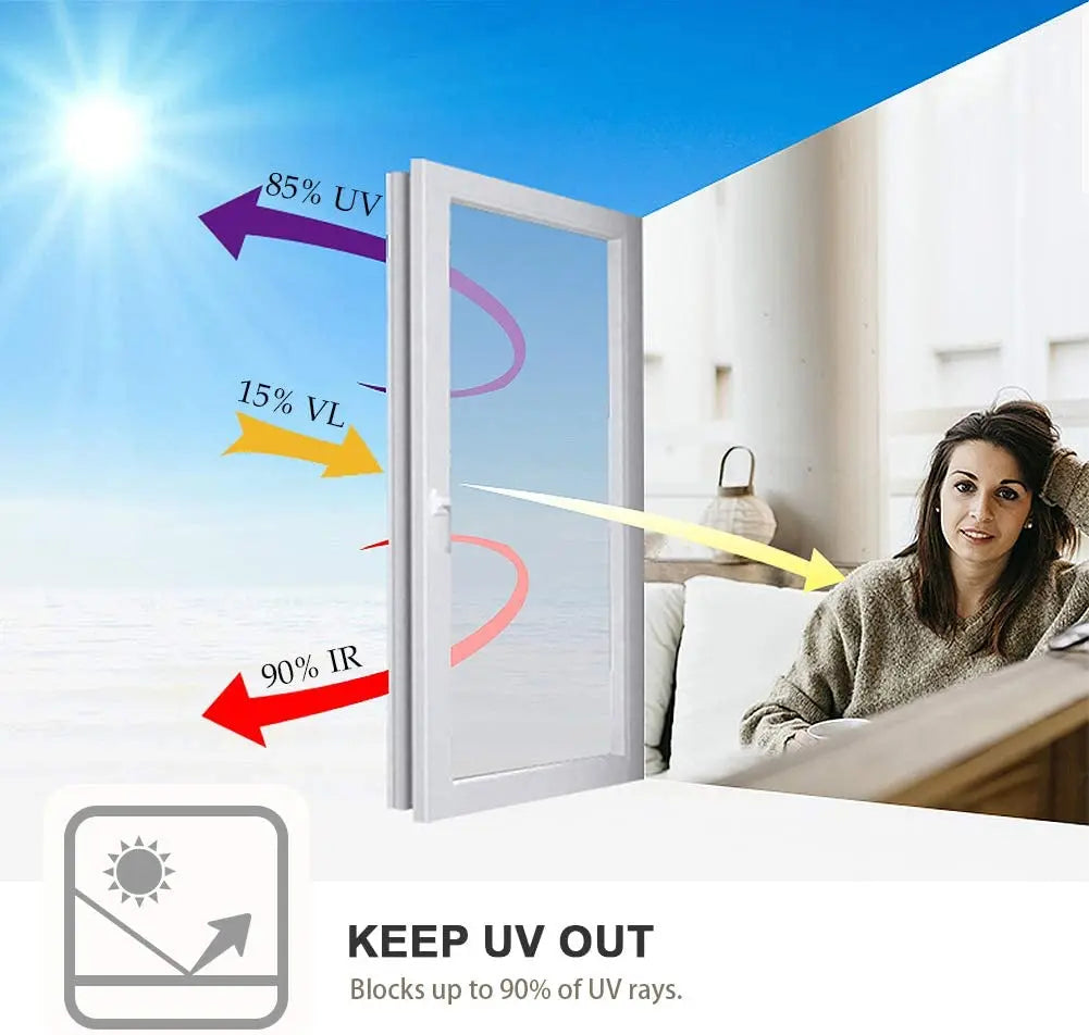Privacy Window Film One Way Mirror, Self Adhesive Reflective Window Tint, Anti UV Heat Control Glass Film for Home Office
