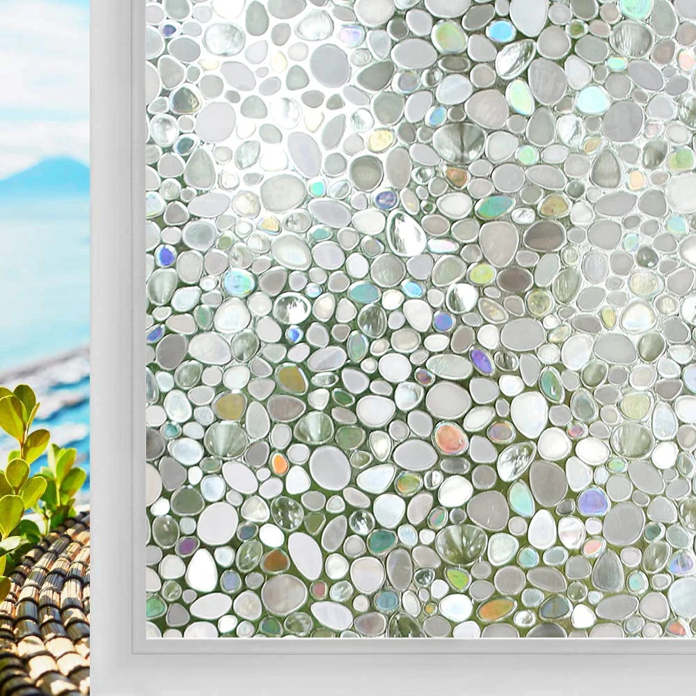 3D Mosaic Rainbow Window Film Privacy UV Protection Static Cling Adhesive Window Stickers for Home Removable Heat Insulation