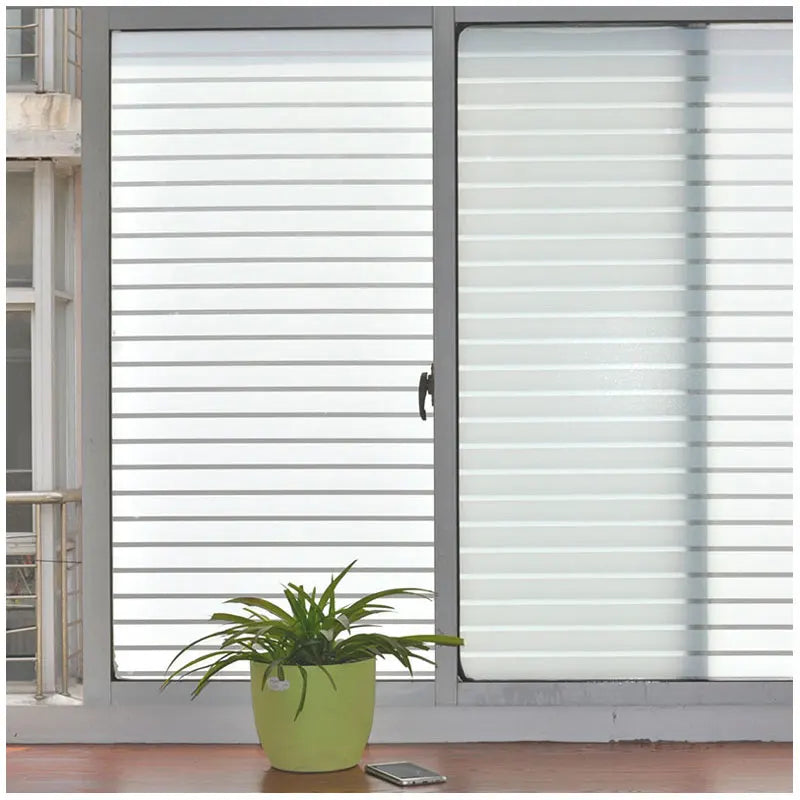 Width 30/45/60/90 cm Frosted Opaque Glass Window Film Privacy Glass Stickers Home Decor White Stripe Window Vinyl for Office