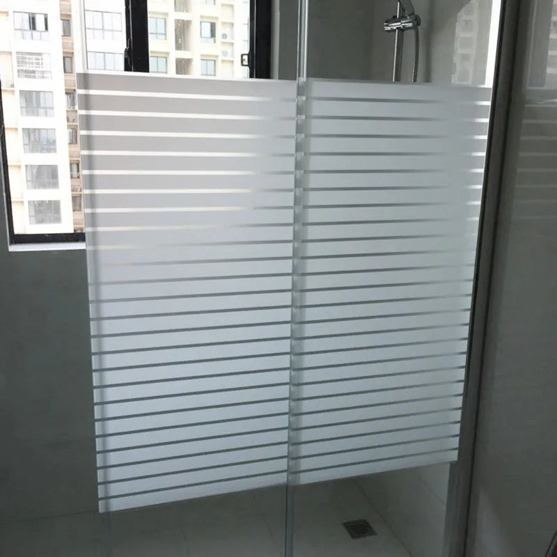 Width 30/45/60/90 cm Frosted Opaque Glass Window Film Privacy Glass Stickers Home Decor White Stripe Window Vinyl for Office