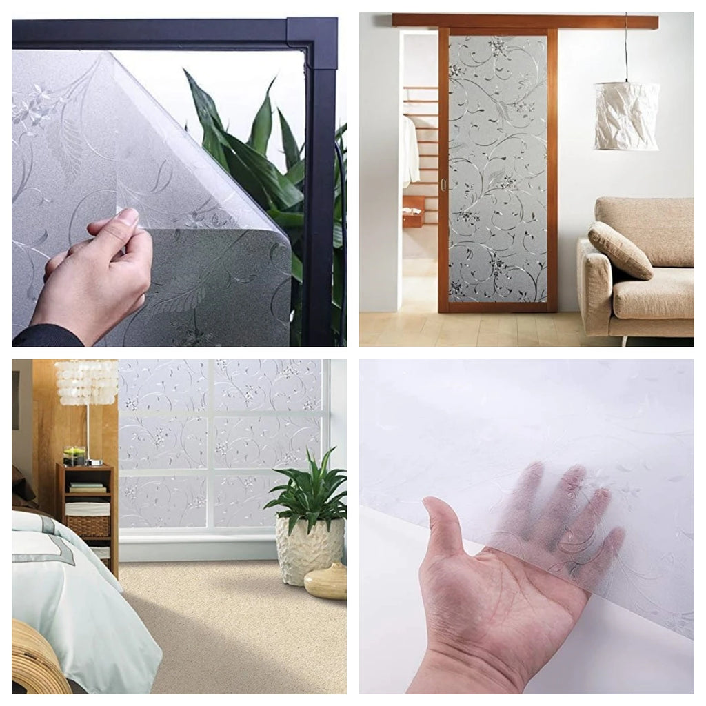 Frosted Window Privacy Film Heat Insulation Static Cling Non Adhesive Film for Home Stained Glass Vinyl Window Stickers