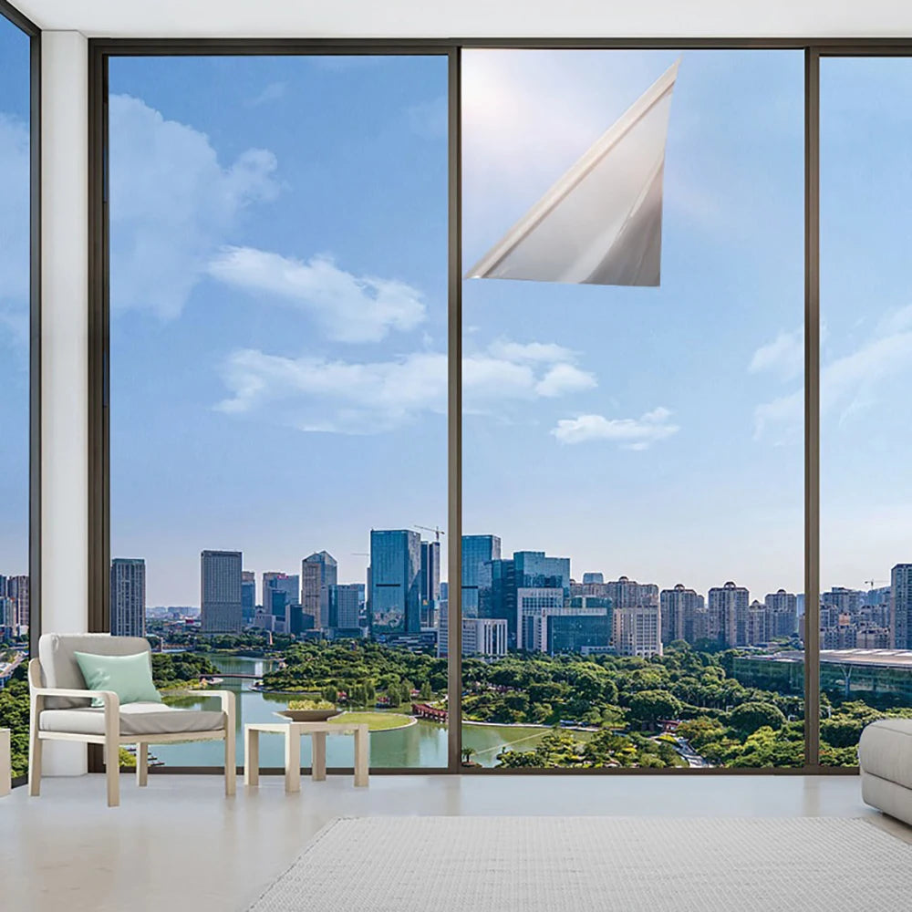 One Way Mirror Window Film Sun Block Heat Control Reflective Privacy for Home Glass Door Anti Peeping UV Protection