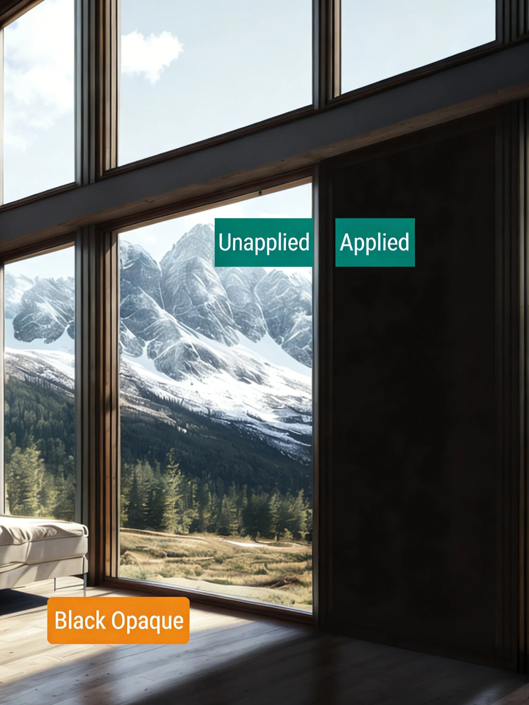 100% Blackout Window Film Total Darkness Privacy Black Window Tint Heat Insulation for Bedroom Nursery Home Theater