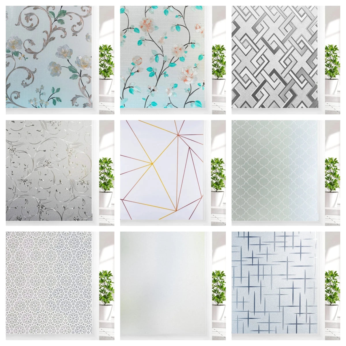 Frosted Window Privacy Film Heat Insulation Static Cling Non Adhesive Film for Home Stained Glass Vinyl Window Stickers