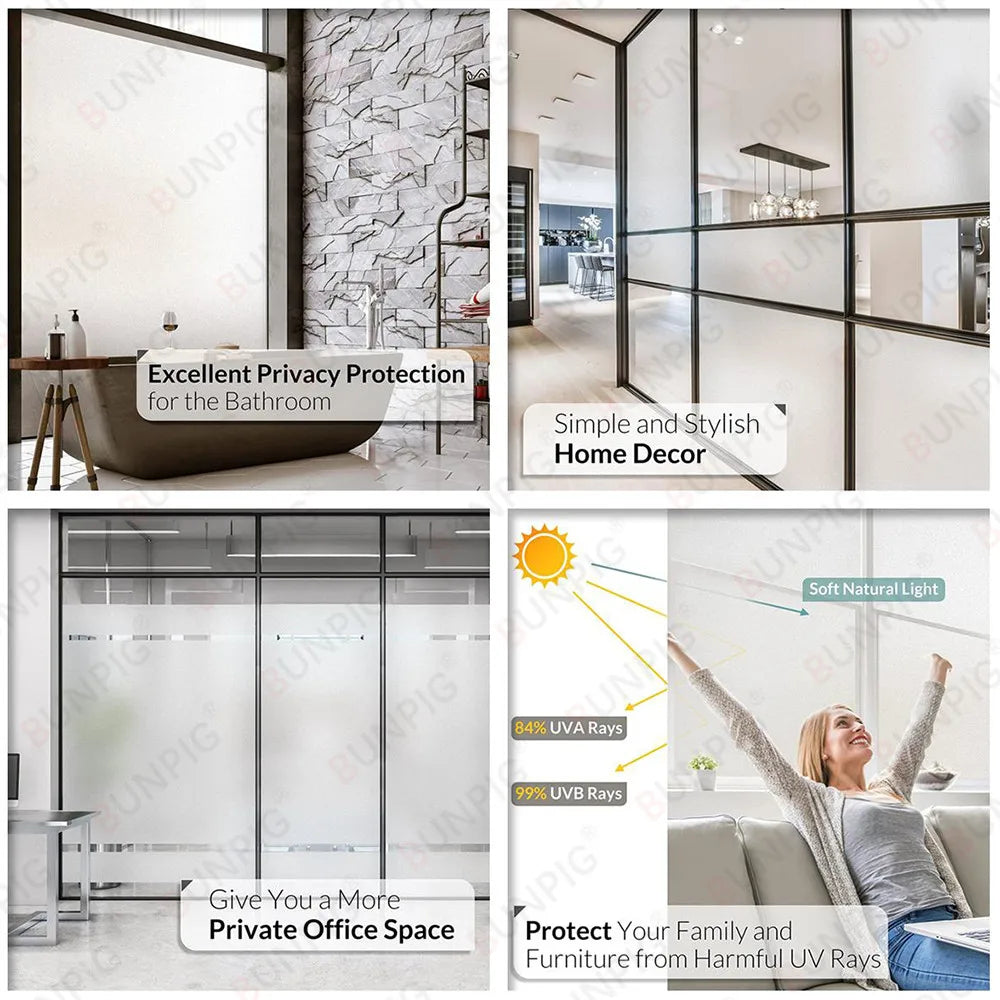 Window Privacy Film Rainbow Static Clings Heat Control Window Insulation Sun UV Protection Glass Vinyl Film for Home