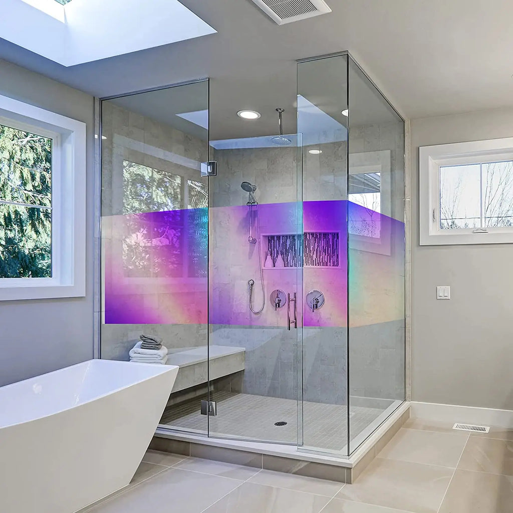 Holographic Clear Window Film Iridescent Window Dichroic Film Decorative Glass Sticker Self-Adhesive Rainbow Cellophane Roll