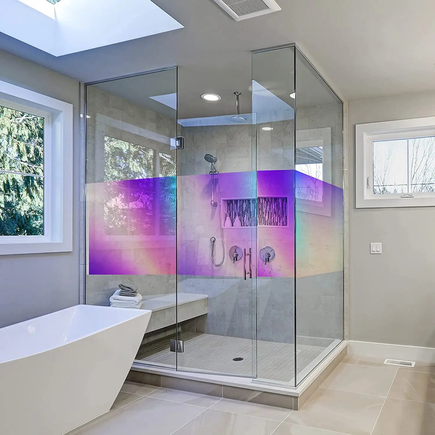 Holographic Clear Window Film Iridescent Window Dichroic Film Decorative Glass Sticker Self-Adhesive Rainbow Cellophane Roll