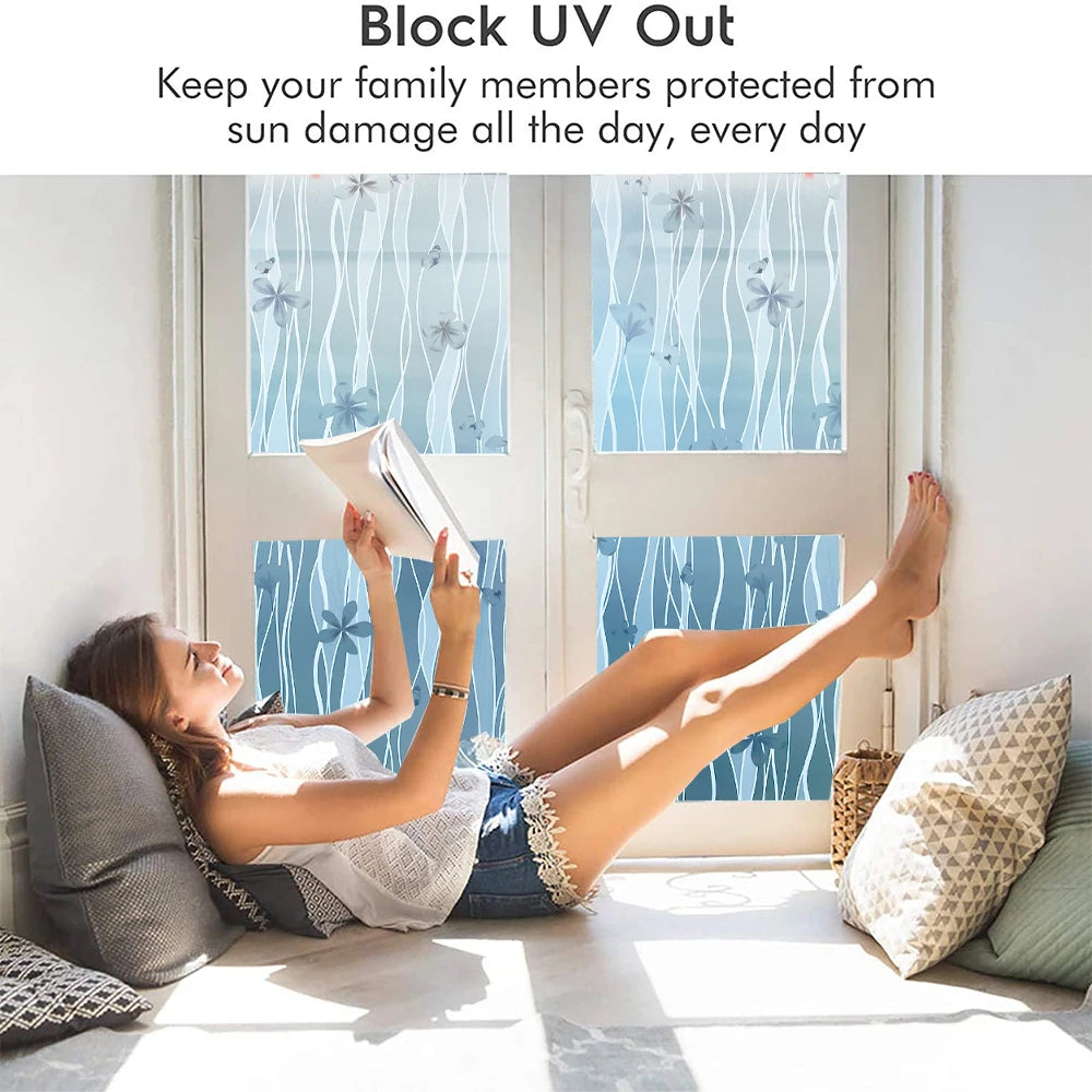 3D Matte Window Film Privacy Self Adhesive Frosted Vinyl Glass Film Stained Window Sticker Decorative Window Clings for Home