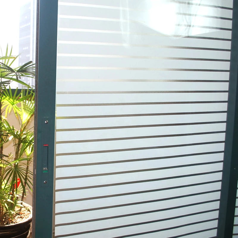 Width 30/45/60/90 cm Frosted Opaque Glass Window Film Privacy Glass Stickers Home Decor White Stripe Window Vinyl for Office