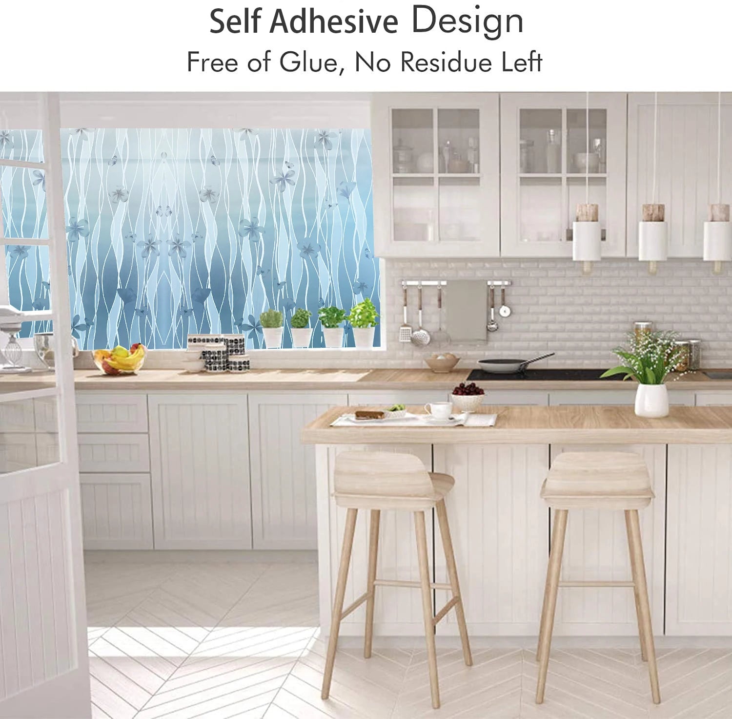 3D Matte Window Film Privacy Self Adhesive Frosted Vinyl Glass Film Stained Window Sticker Decorative Window Clings for Home