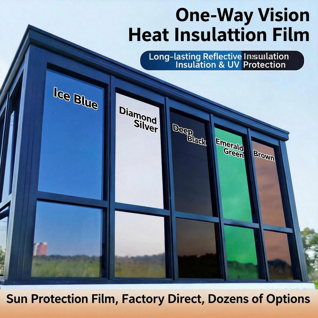 One Way Mirror Window Film Sun Block Heat Control Reflective Privacy for Home Glass Door Anti Peeping UV Protection