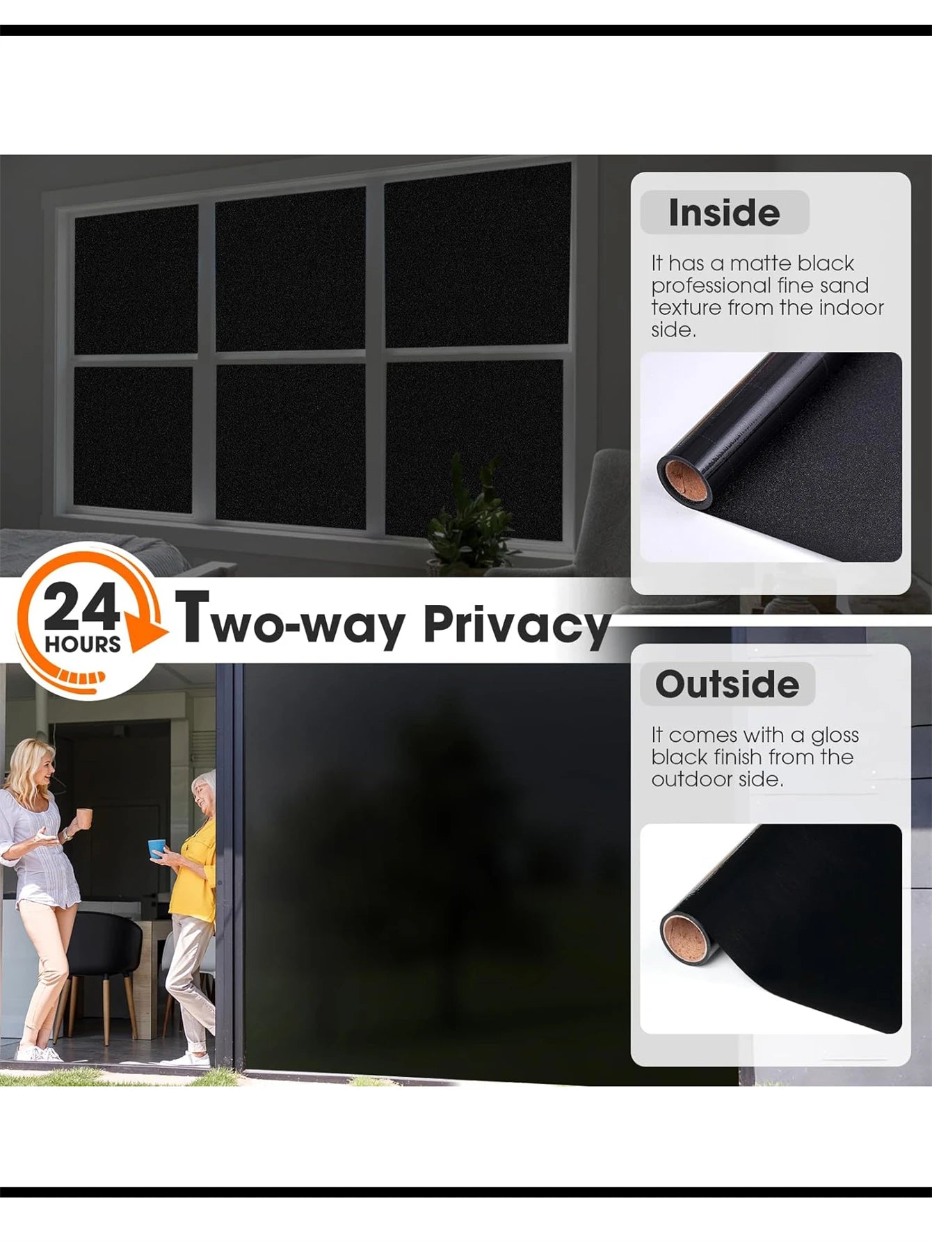Blackout Window Film, Sun Blocking Window Privacy Cover for Glass, Removable Opaque Room Darkening Dark Black Out Window Sticke