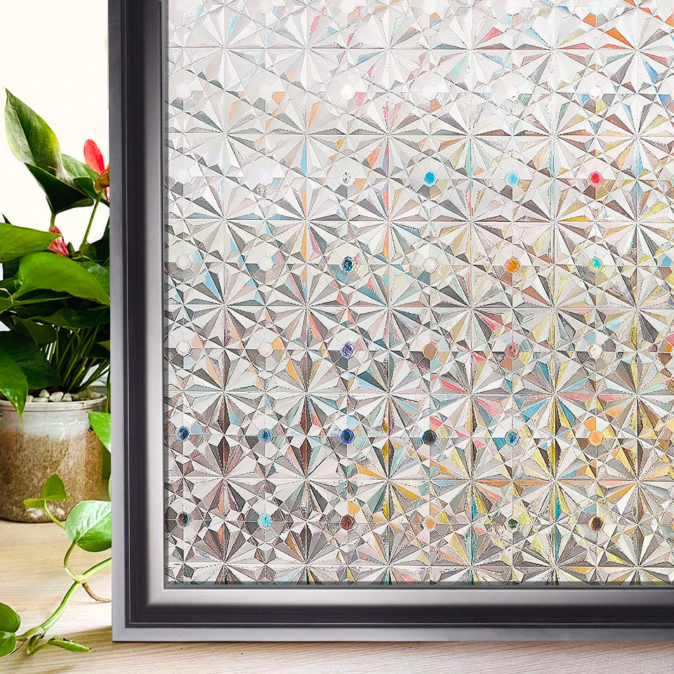 Window Privacy Film Rainbow Static Clings Heat Control Window Insulation Sun UV Protection Glass Vinyl Film for Home