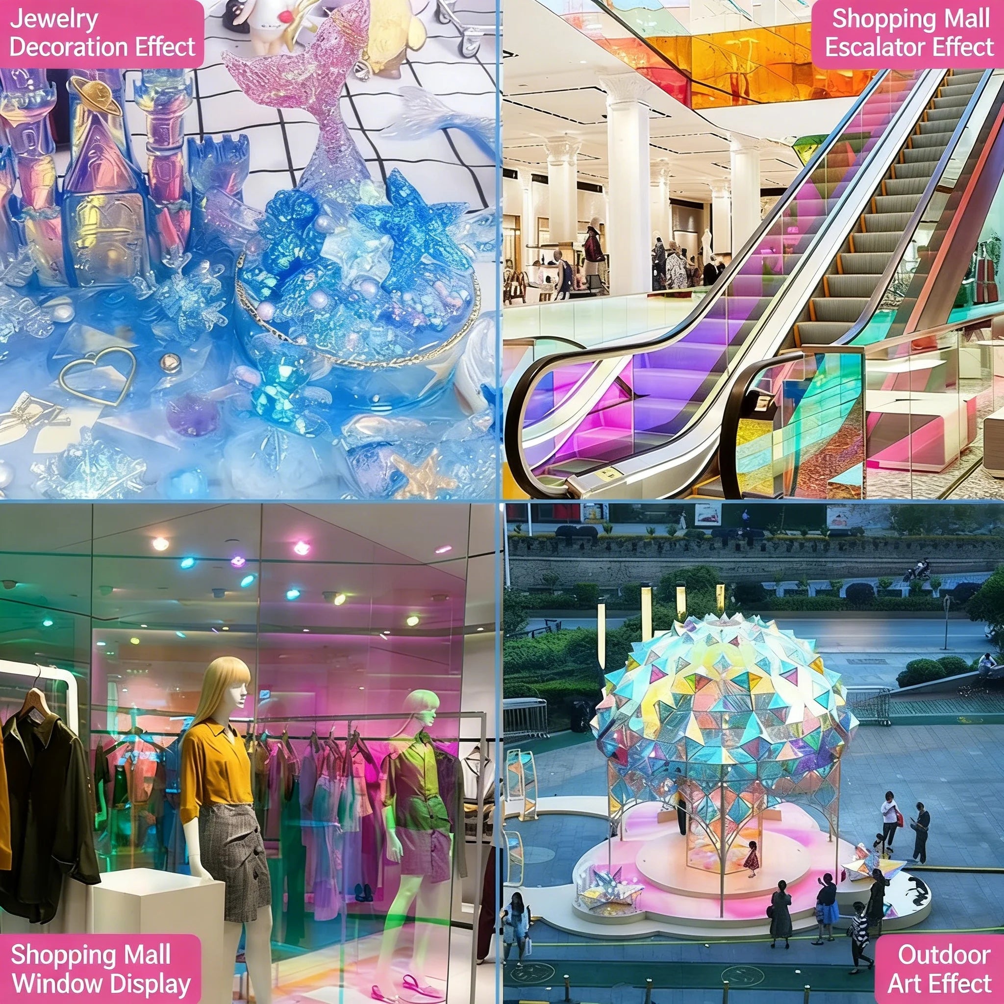 Holographic Film Iridescent Rainbow Vinyl Transparent Colorful Sticker for DIY Crafts Photography Decoration Cellphone Case