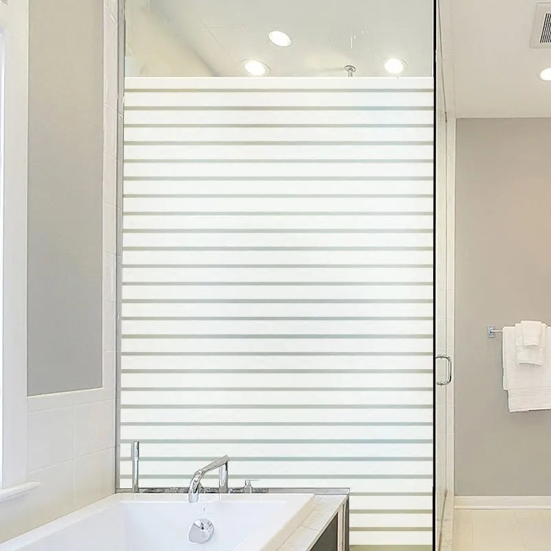 Width 30/45/60/90 cm Frosted Opaque Glass Window Film Privacy Glass Stickers Home Decor White Stripe Window Vinyl for Office