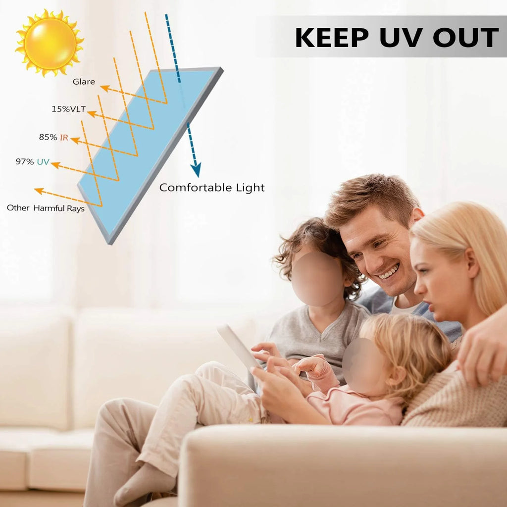 Heat Control UV Blocking Window Film Self Adhesive Privacy Anti Glare for Home Office Car Glass Door Reusable