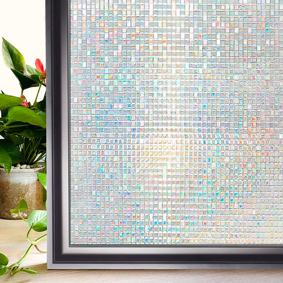 Window Privacy Film Rainbow Static Clings Heat Control Window Insulation Sun UV Protection Glass Vinyl Film for Home