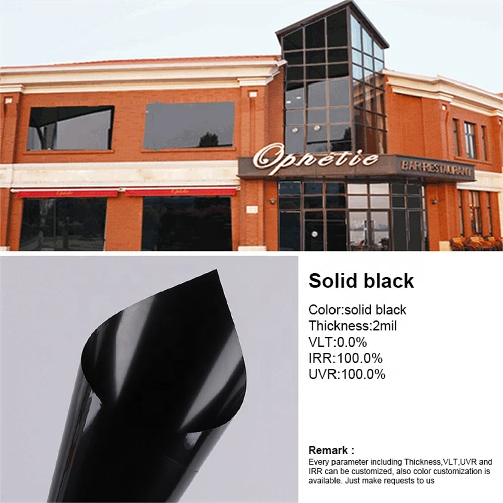 100% Blackout Window Film Privacy UV Sun Protection Black Out Self Adhesive Glass Vinyl for Home Heat Insulation Window Tint