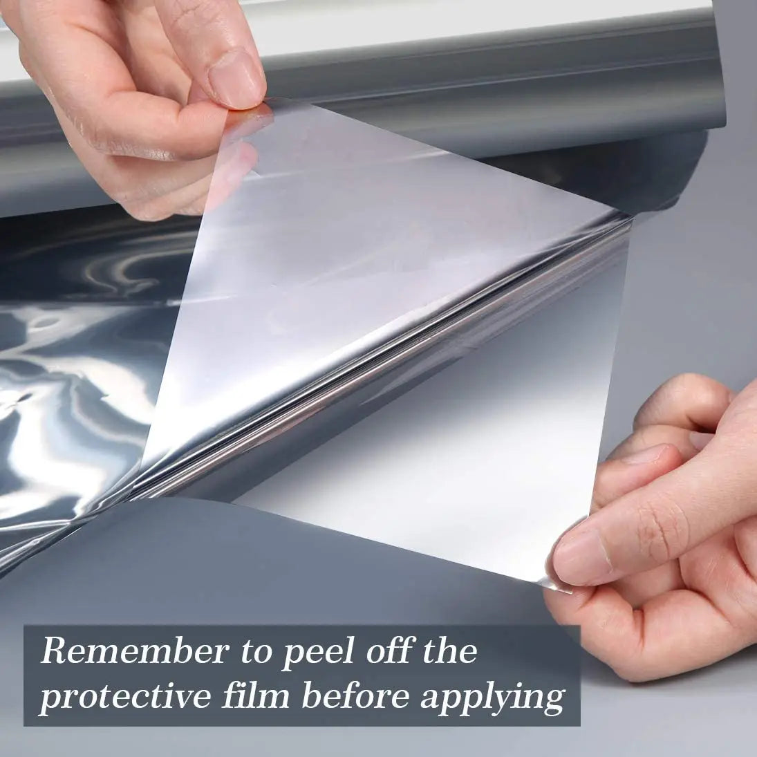 One Way Mirror Window Film Privacy Self-Adhesive Film Anti UV Heat Control Reflective Window Tint for Home Office Vinyl Silver