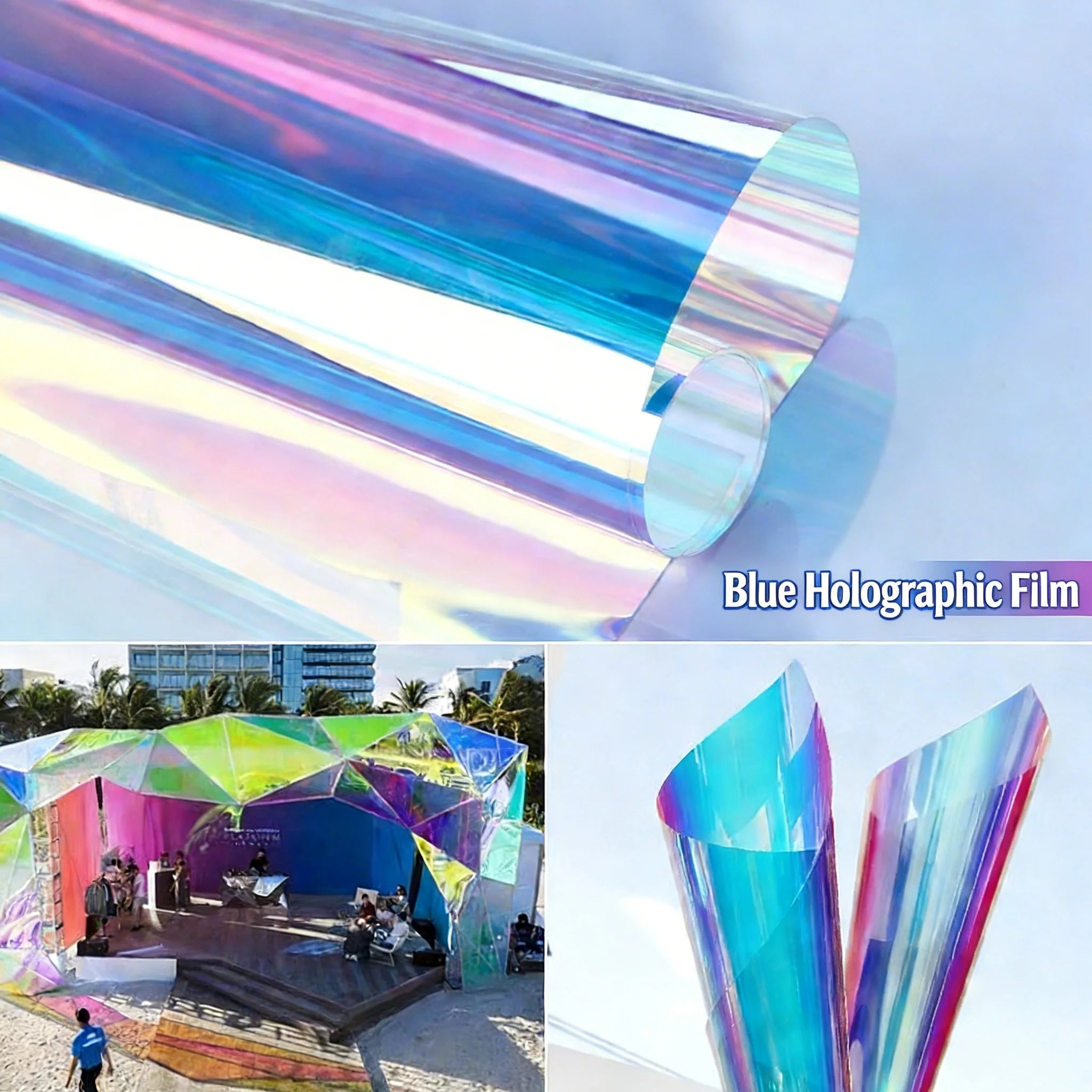 Holographic Film Iridescent Rainbow Vinyl Transparent Colorful Sticker for DIY Crafts Photography Decoration Cellphone Case