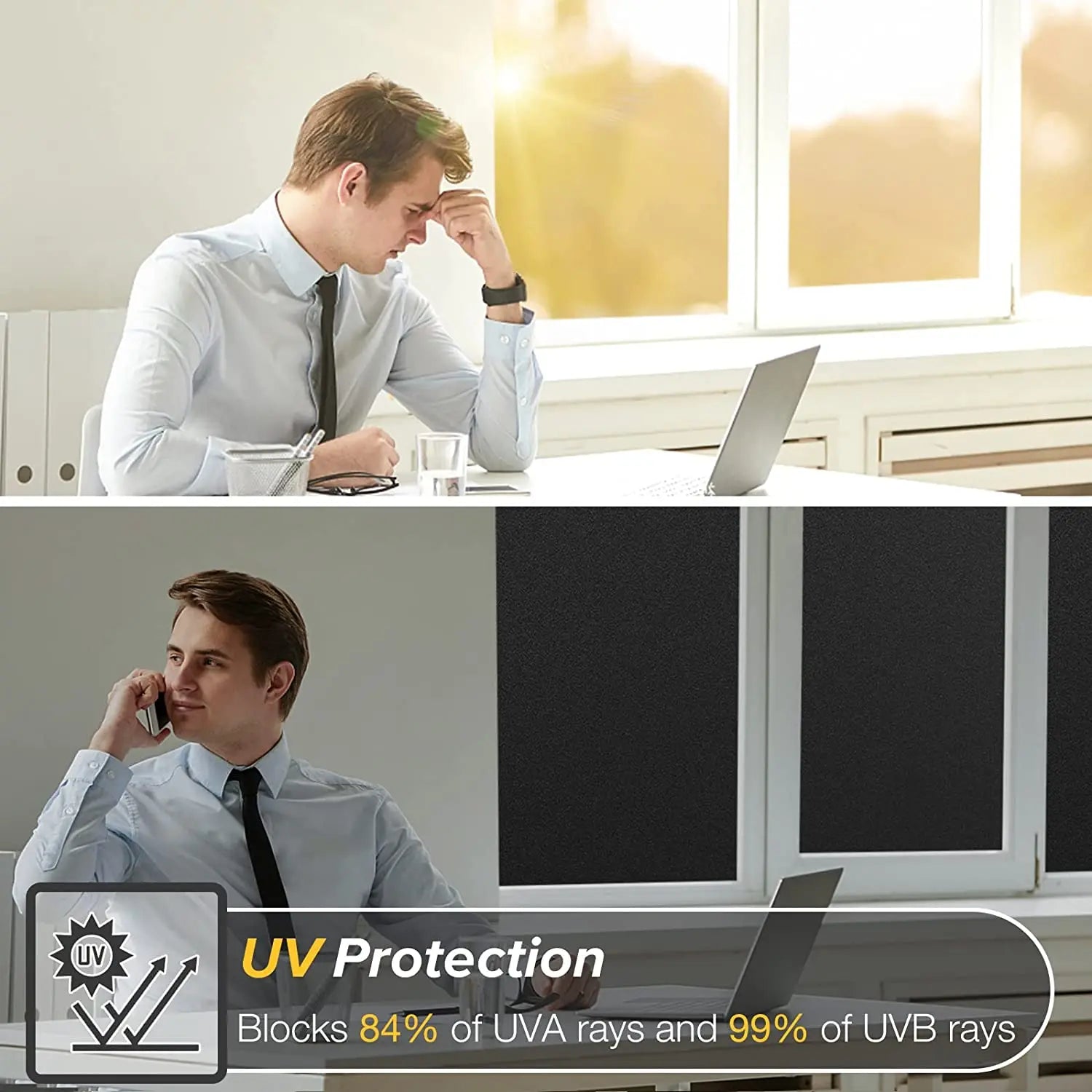 Total Blackout Window Film Privacy Room Darkening Tint for Home 100% Light Blocking Black Cover Removable Static Cling Glass Sun