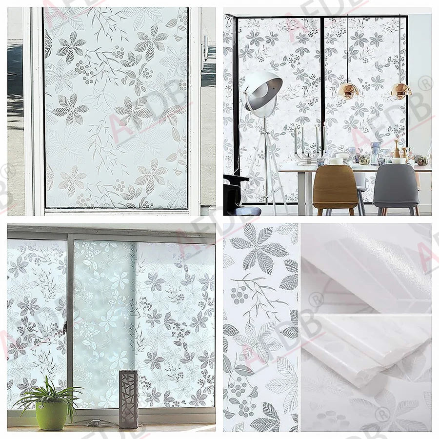 Privacy Window Film Sun Protection UV Blocking Self-adhesive Film for Home Frosted Opaque Stained Glass Sticker Heat Control