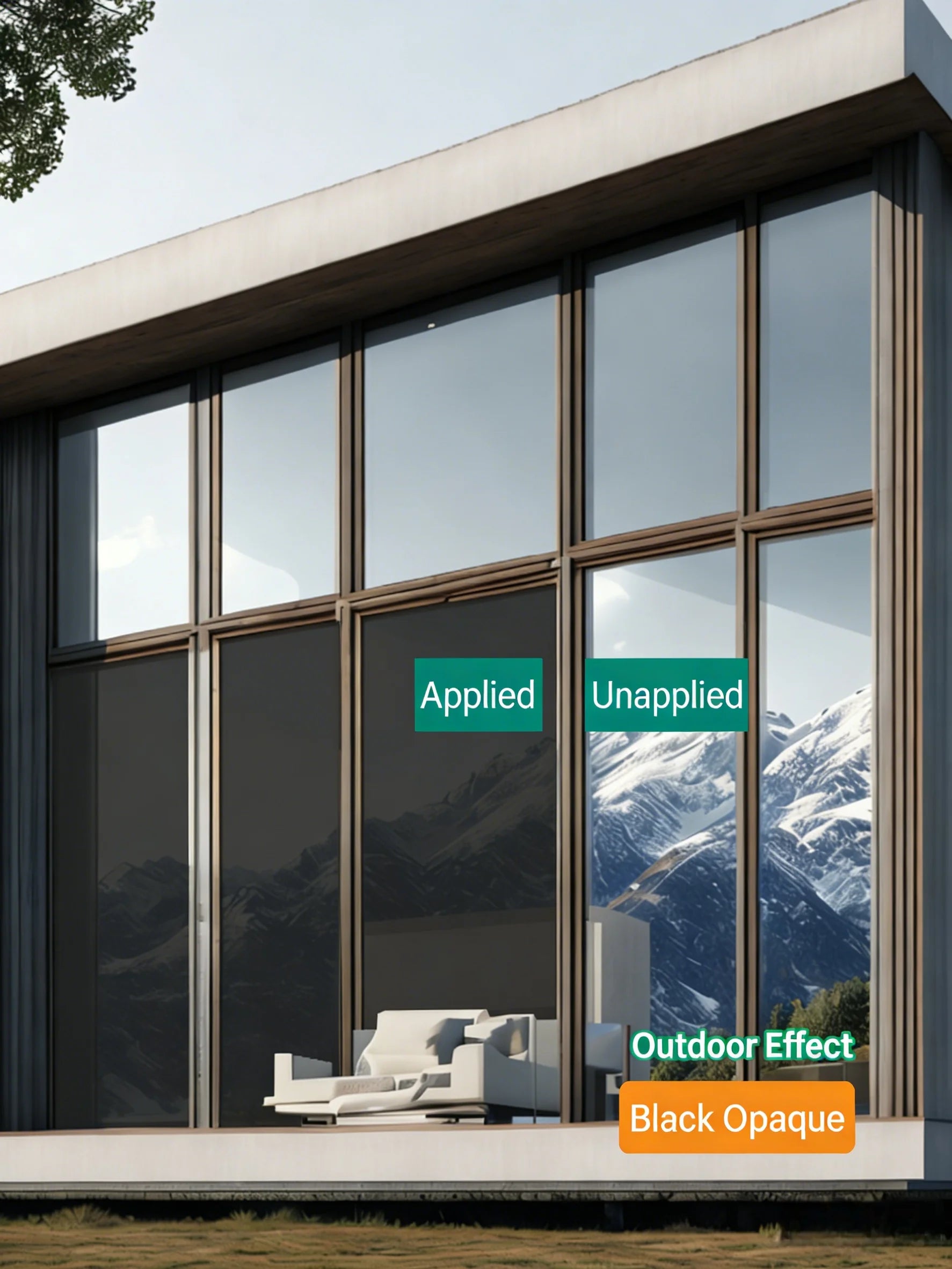 100% Blackout Window Film Total Darkness Privacy Black Window Tint Heat Insulation for Bedroom Nursery Home Theater