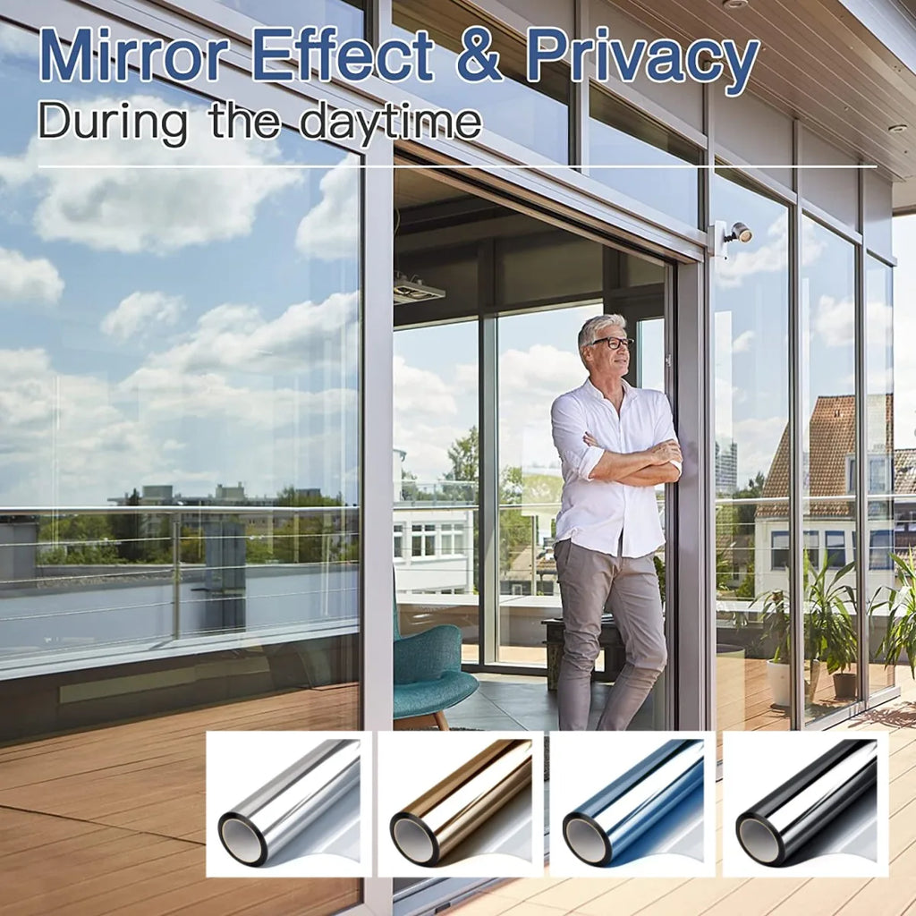 Heat Insulation Window Film One Way Mirror,Privacy Self-adhesive Glass Sticker for Home,Sun Protection Blocking Window Tint