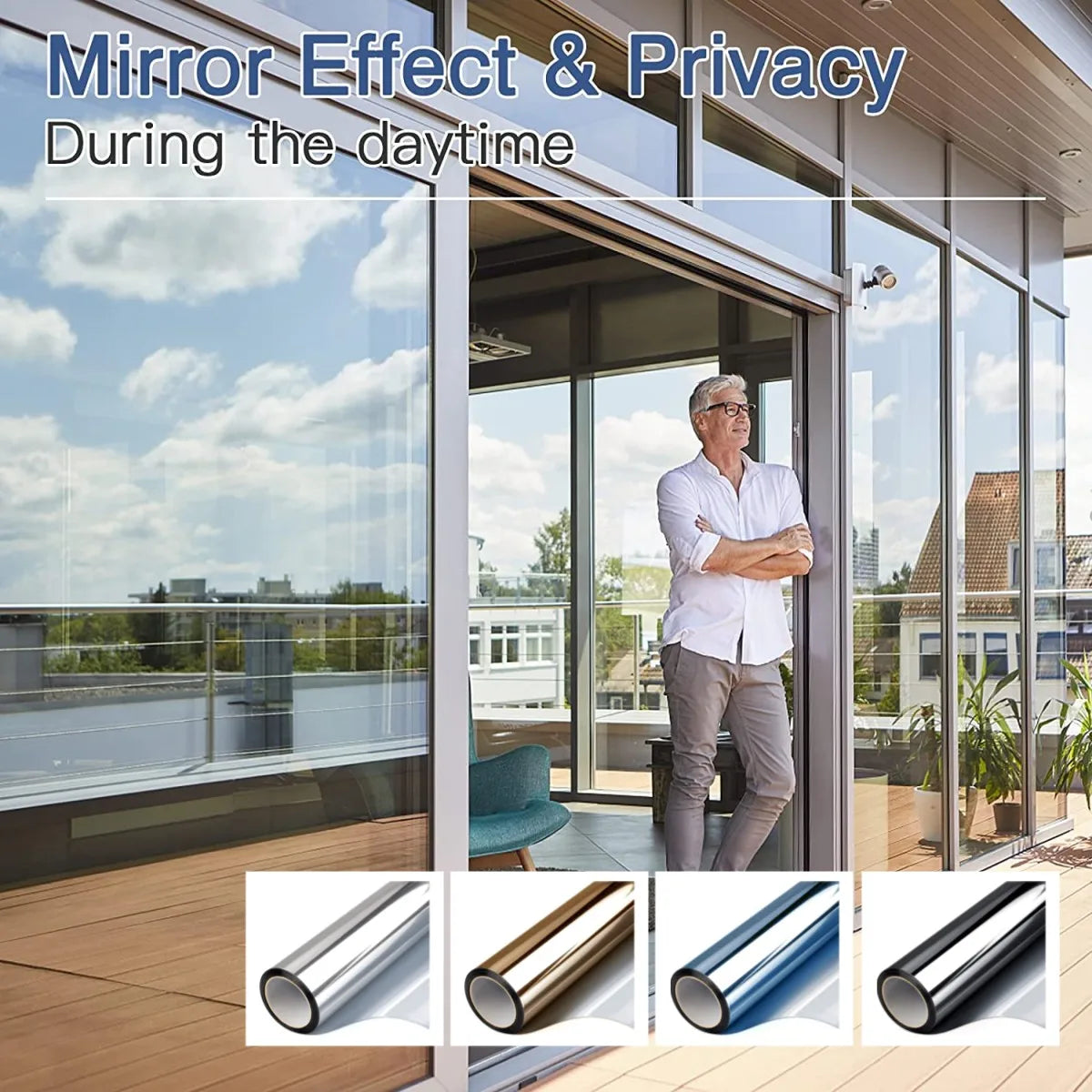 Heat Insulation Window Film One Way Mirror,Privacy Self-adhesive Glass Sticker for Home,Sun Protection Blocking Window Tint