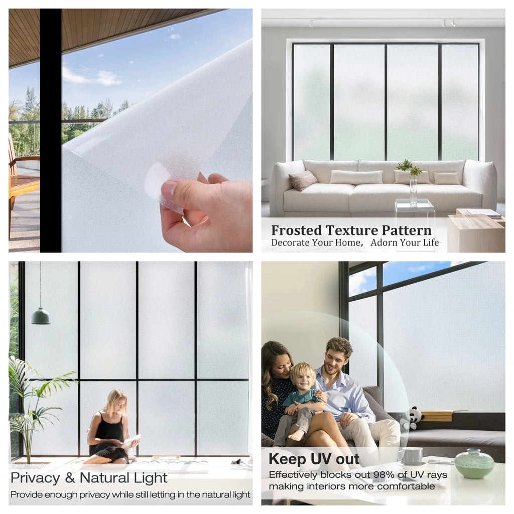 Frosted Window Privacy Film Heat Insulation Static Cling Non Adhesive Film for Home Stained Glass Vinyl Window Stickers