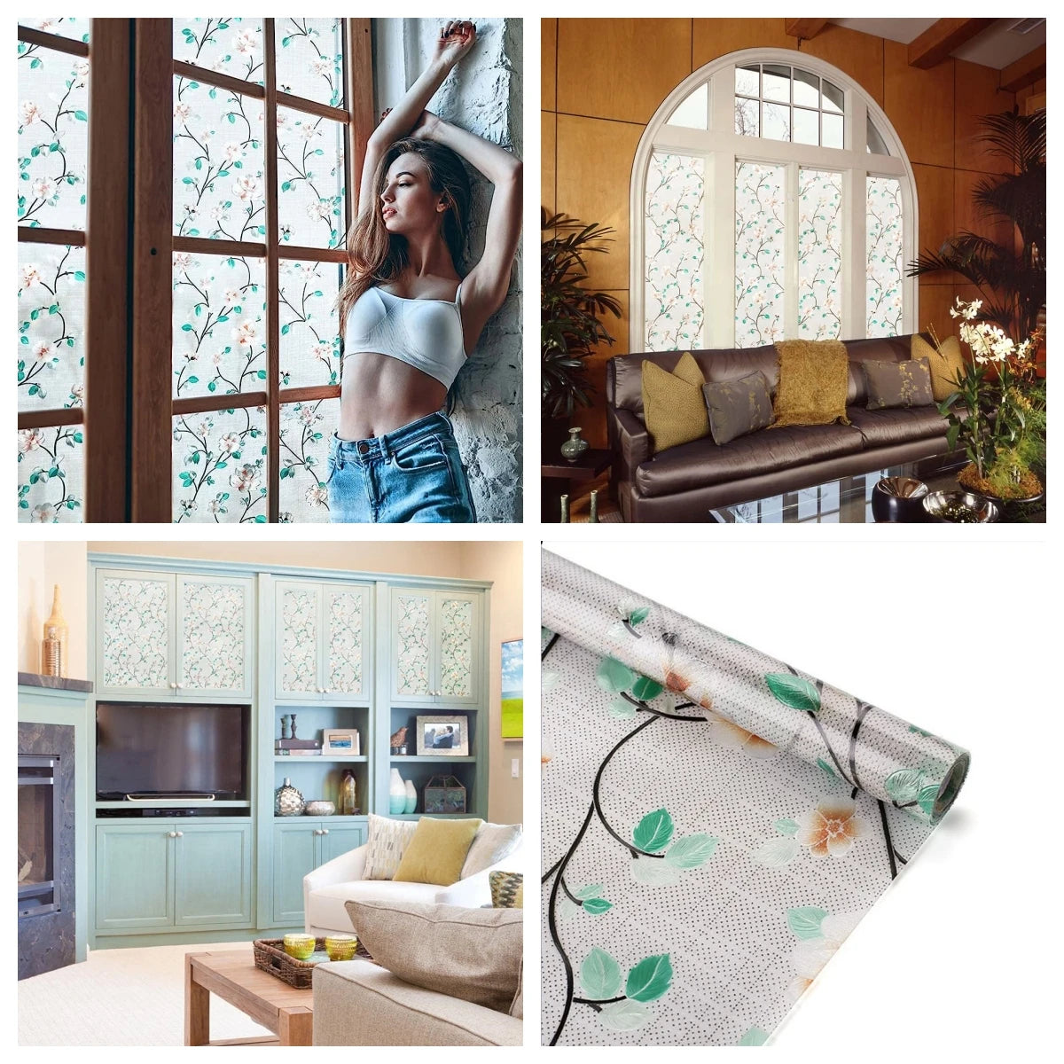 Frosted Window Privacy Film Heat Insulation Static Cling Non Adhesive Film for Home Stained Glass Vinyl Window Stickers