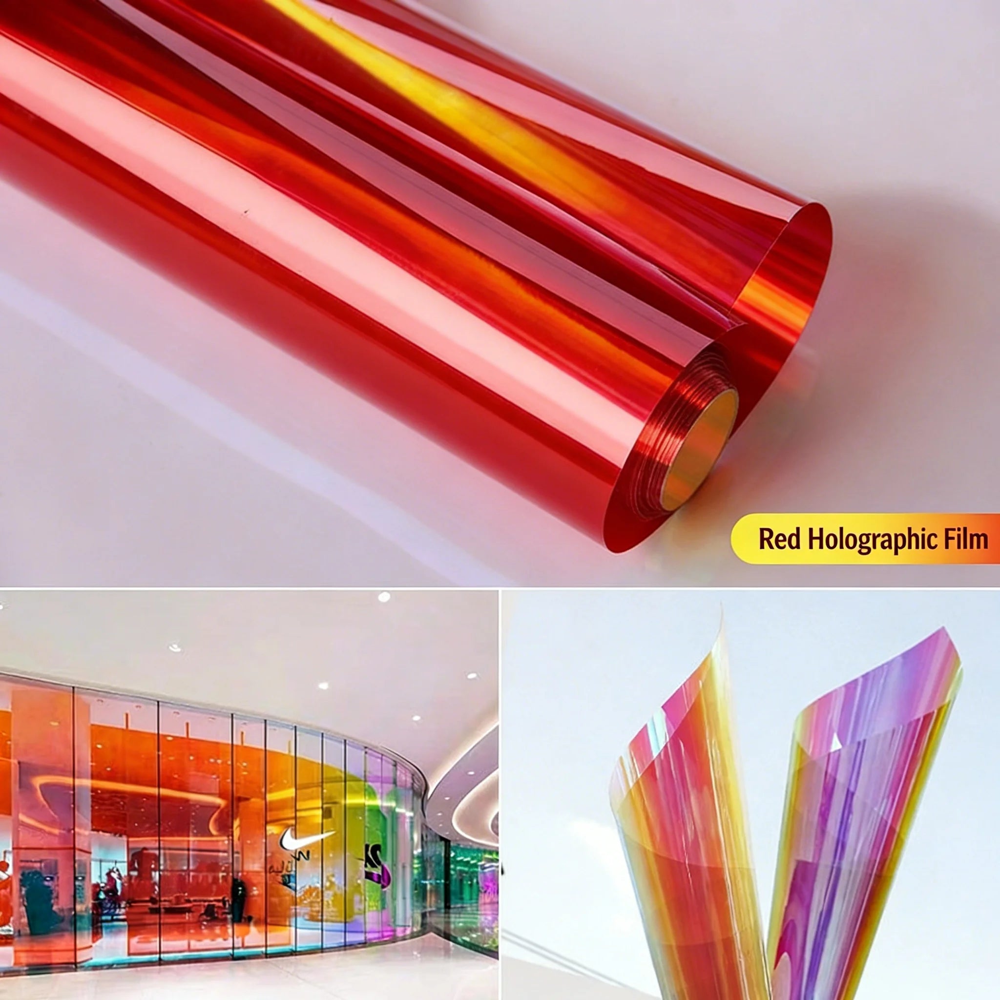 Holographic Film Iridescent Rainbow Vinyl Transparent Colorful Sticker for DIY Crafts Photography Decoration Cellphone Case