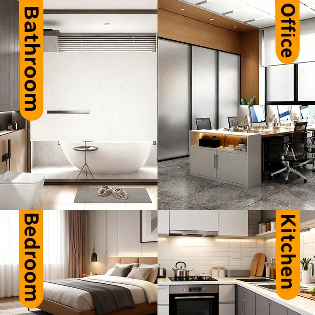 Frosted Privacy Window Film for Bathroom & Office, Opaque Static Cling Cover, Light Diffusing Sticker for Glass Door