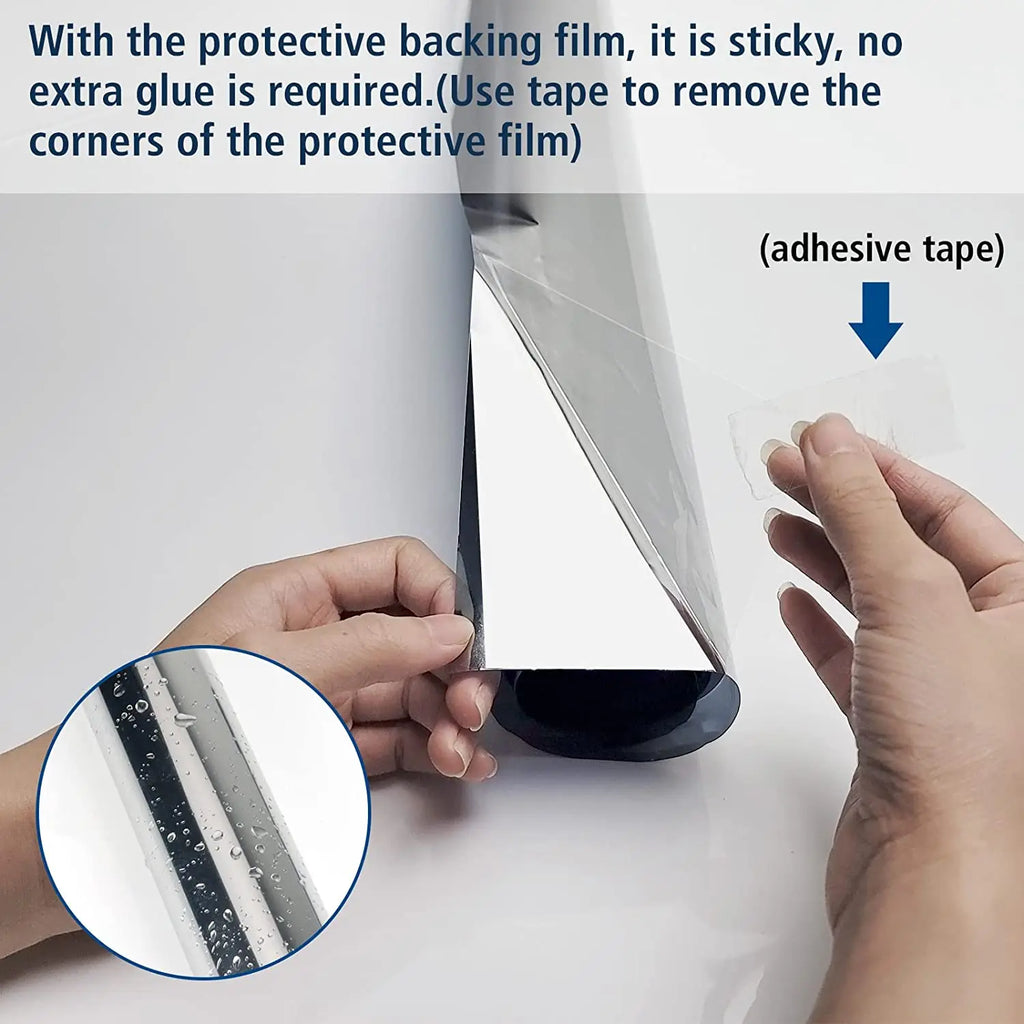 2M One Way Mirror Window Film Reflective Self-adhesive Glass Film Vinyl Anti UV Heat Control Sun Blocker Tinted Window Stickers