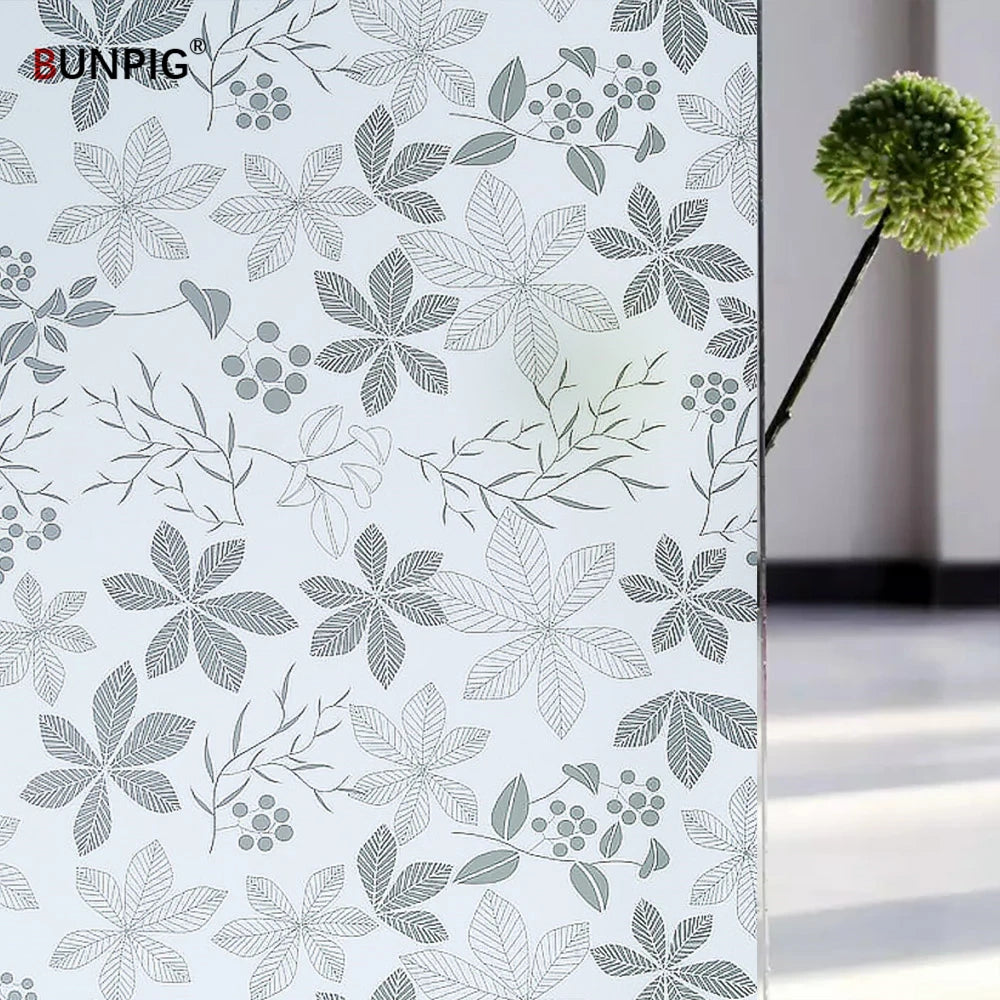 Privacy Window Film Sun Protection UV Blocking Self-adhesive Film for Home Frosted Opaque Stained Glass Sticker Heat Control