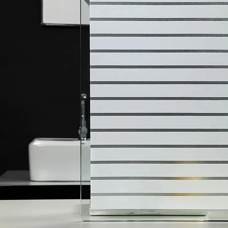 Width 30/45/60/90 cm Frosted Opaque Glass Window Film Privacy Glass Stickers Home Decor White Stripe Window Vinyl for Office