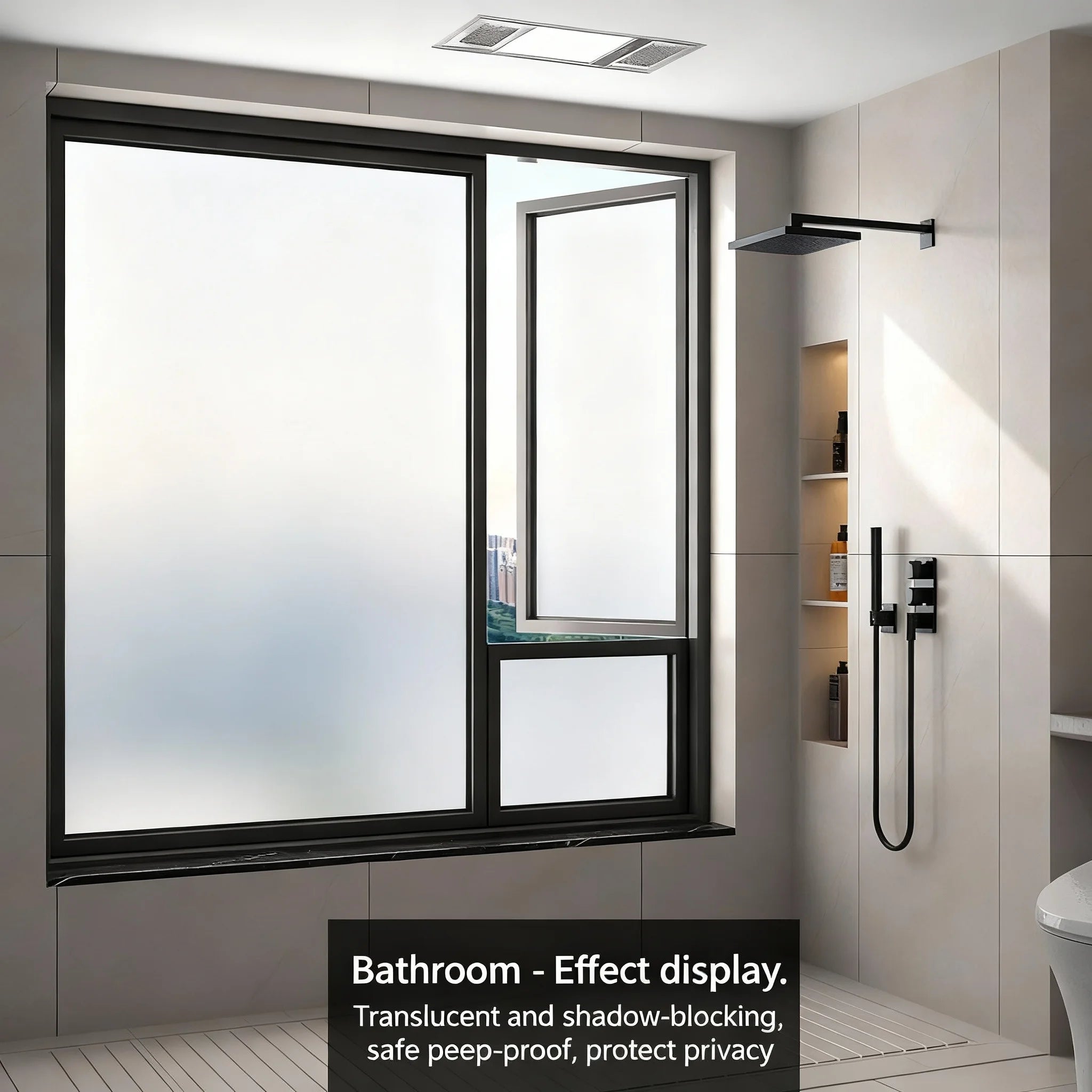 Frosted Privacy Window Film for Bathroom & Office, Opaque Static Cling Cover, Light Diffusing Sticker for Glass Door