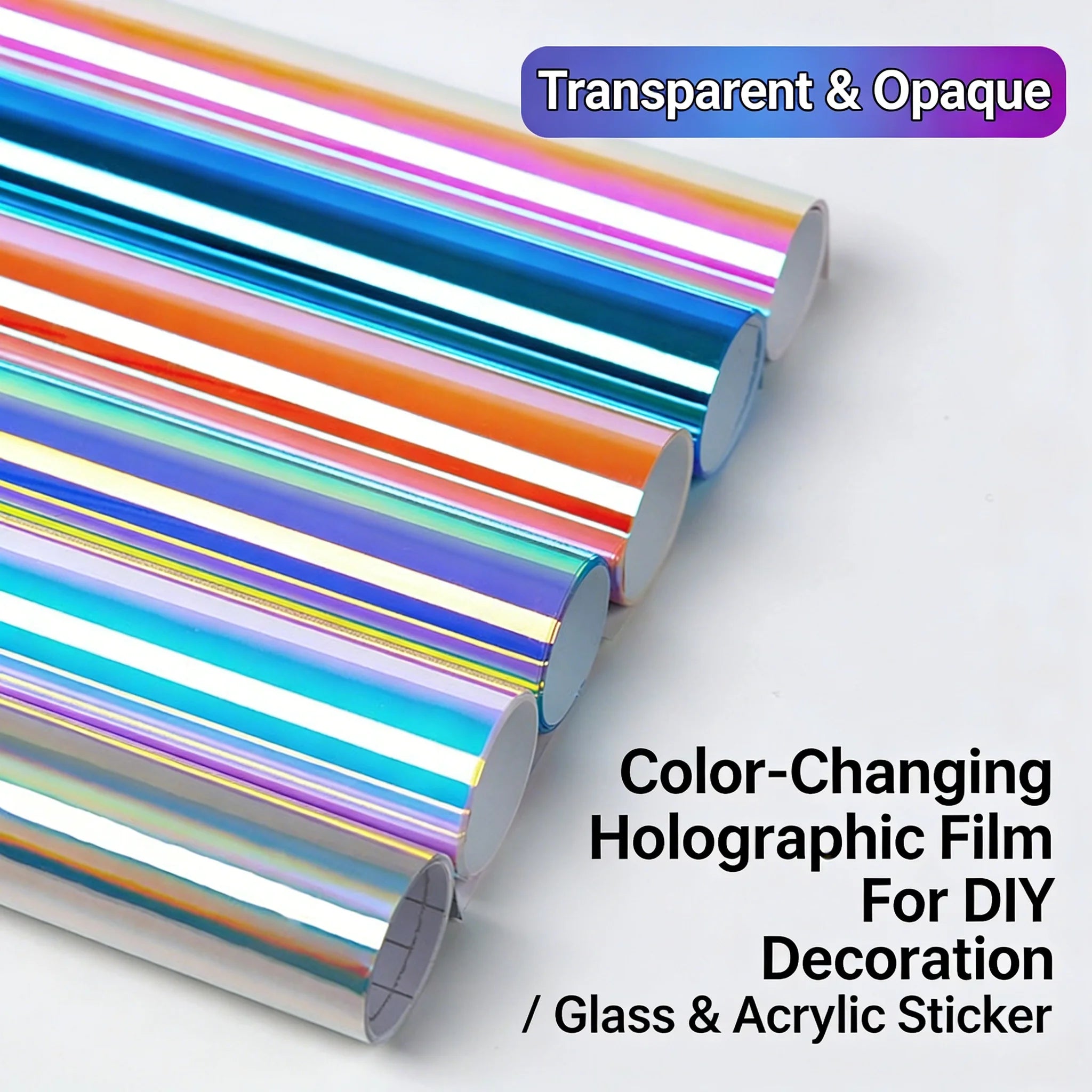 Holographic Film Iridescent Rainbow Vinyl Transparent Colorful Sticker for DIY Crafts Photography Decoration Cellphone Case
