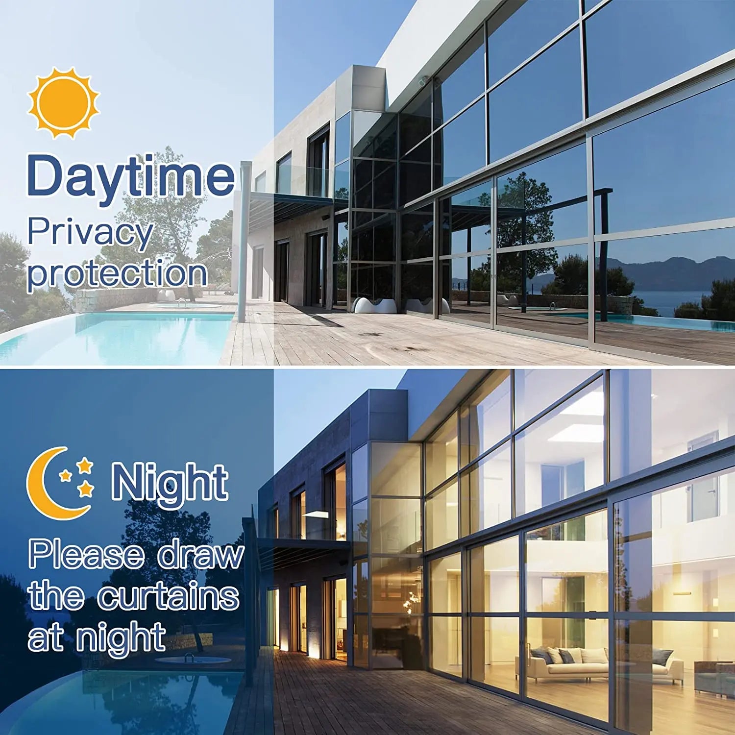 Heat Insulation Window Film One Way Mirror,Privacy Self-adhesive Glass Sticker for Home,Sun Protection Blocking Window Tint