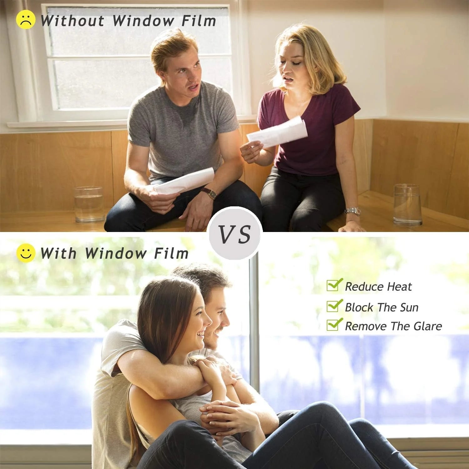 Heat Control UV Blocking Window Film Self Adhesive Privacy Anti Glare for Home Office Car Glass Door Reusable